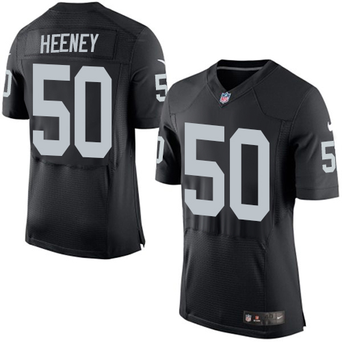 Men's Elite Ben Heeney Nike Jersey Black Home - #50 NFL Oakland Raiders